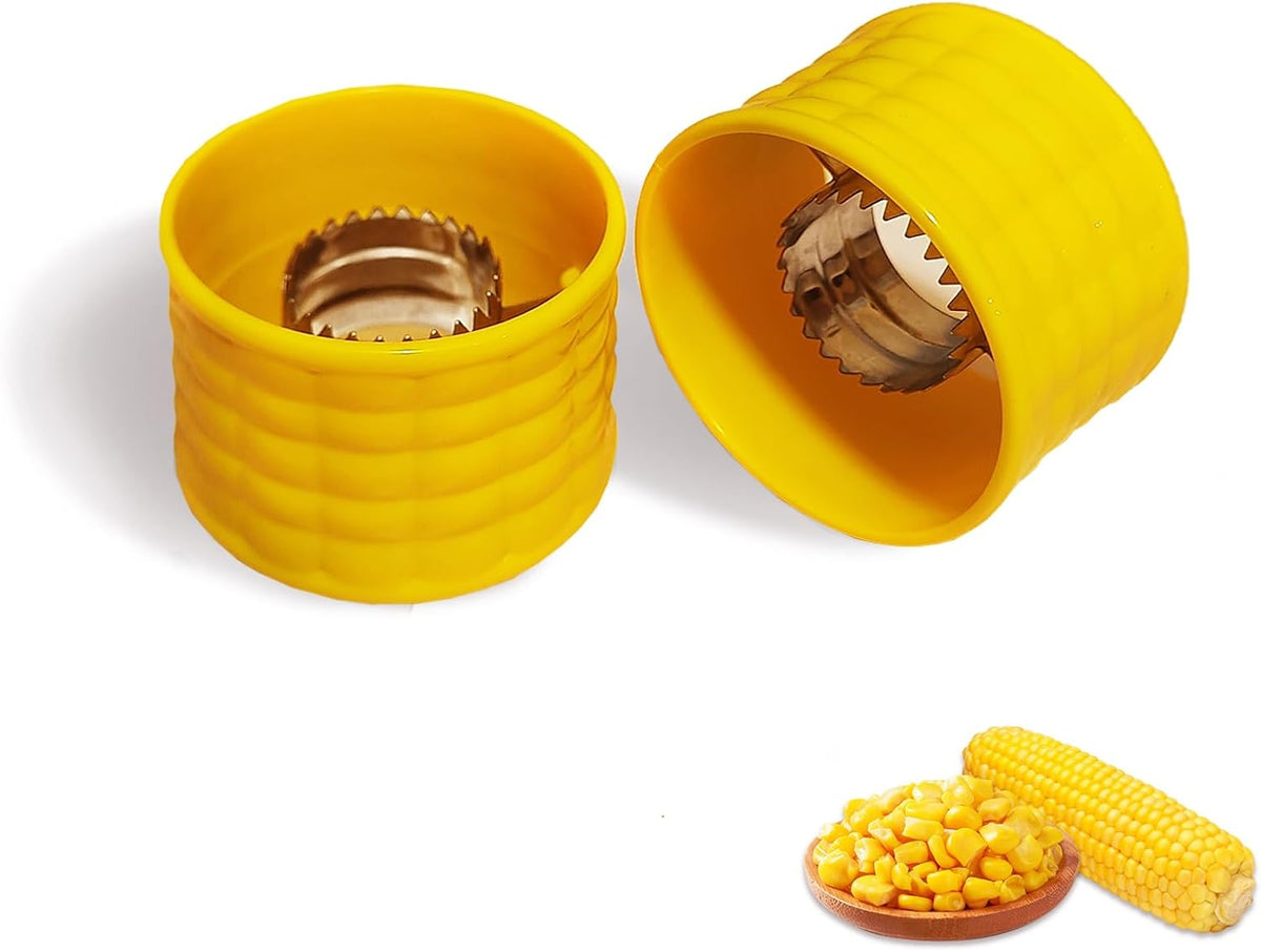 Corn Peeler for Corn on the Cob, Peelers for Kitchen with Ultra-Sharp Stainless Steel Serrated Blades & Ergonomics Corn-Shaped Comfort Grip, 2 Packs