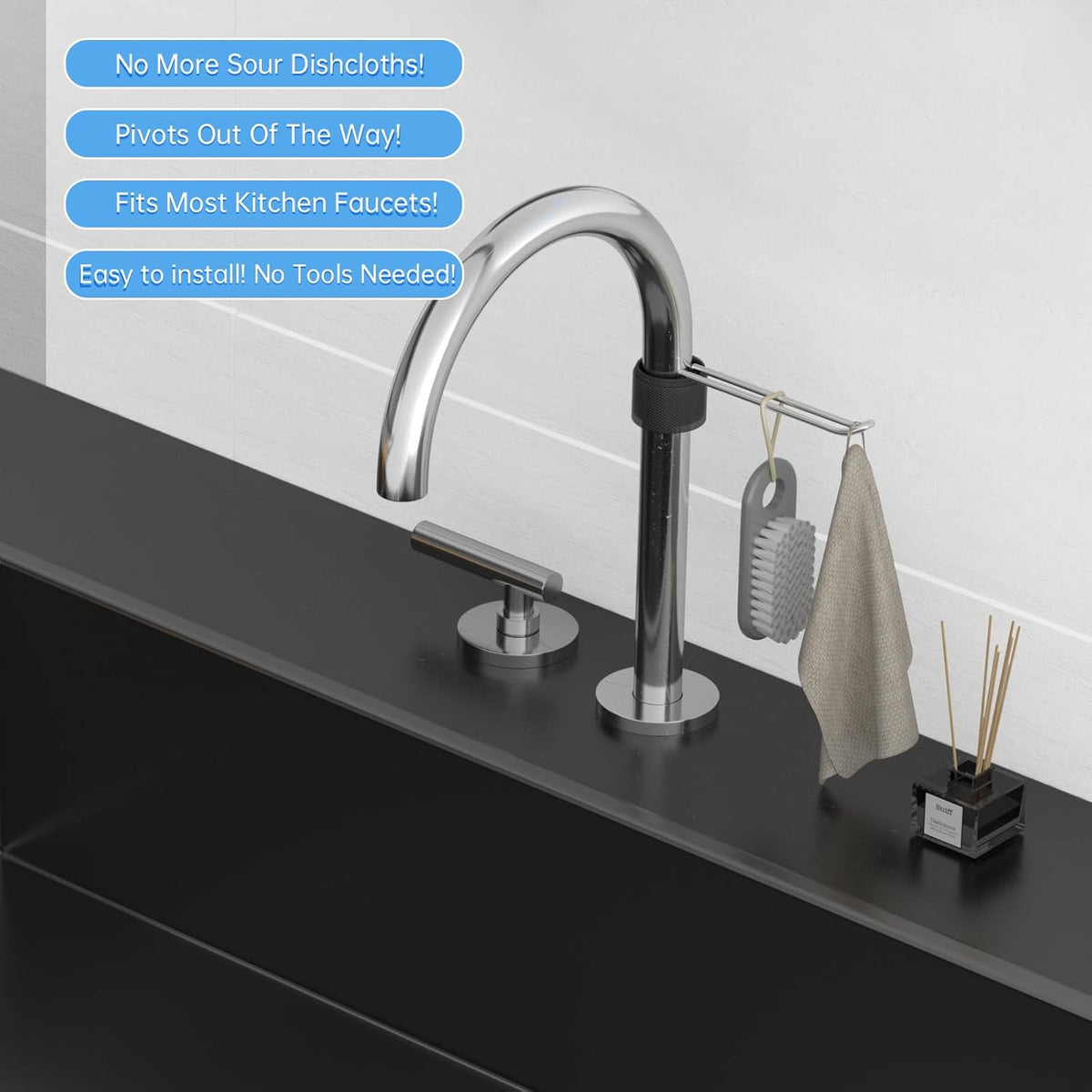 Stylish and Functional Dish Towel Holder - Keep Your Kitchen Rags and Dishcloths Neat and Within Reach with This Sink Dish Cloth Holder and Storage Rack! (2, Silvery)