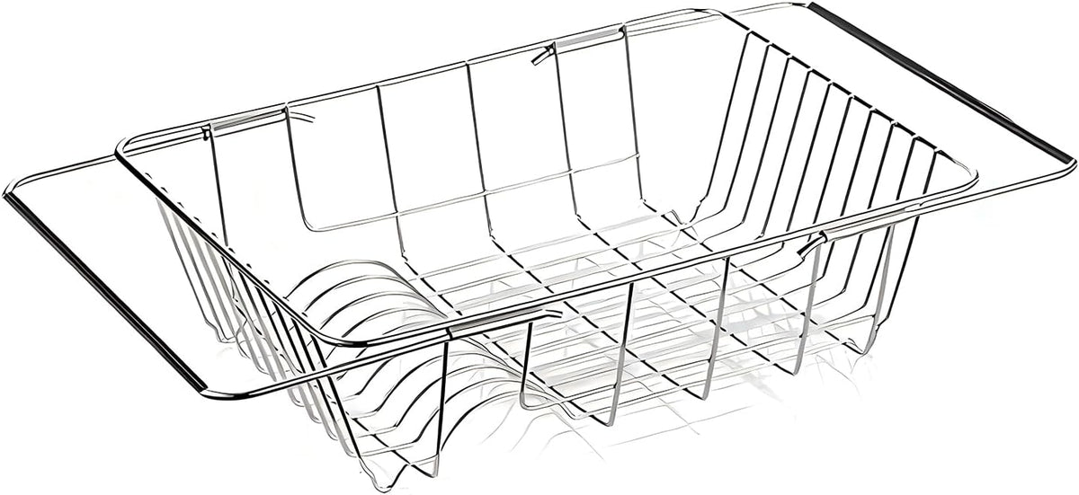 Over The Sink Dish Drainer Drying Rack - Expandable Stainless Steel in Sink Dish Drying Rack, High-Capacity, Rustproof, Easy Install, with Utensil Holder - Dish Racks for Kitchen Counter