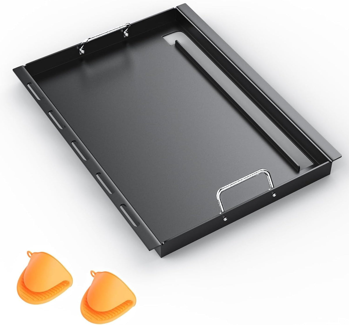 7524 Full Size Griddle Replacement Parts for Weber Genesis S310, E310, E320, S320, E330, S330, EP310, EP320, EP330, Carbon Steel Flat Top Grill Insert Parts with Handles for Weber Genesis 300 Series