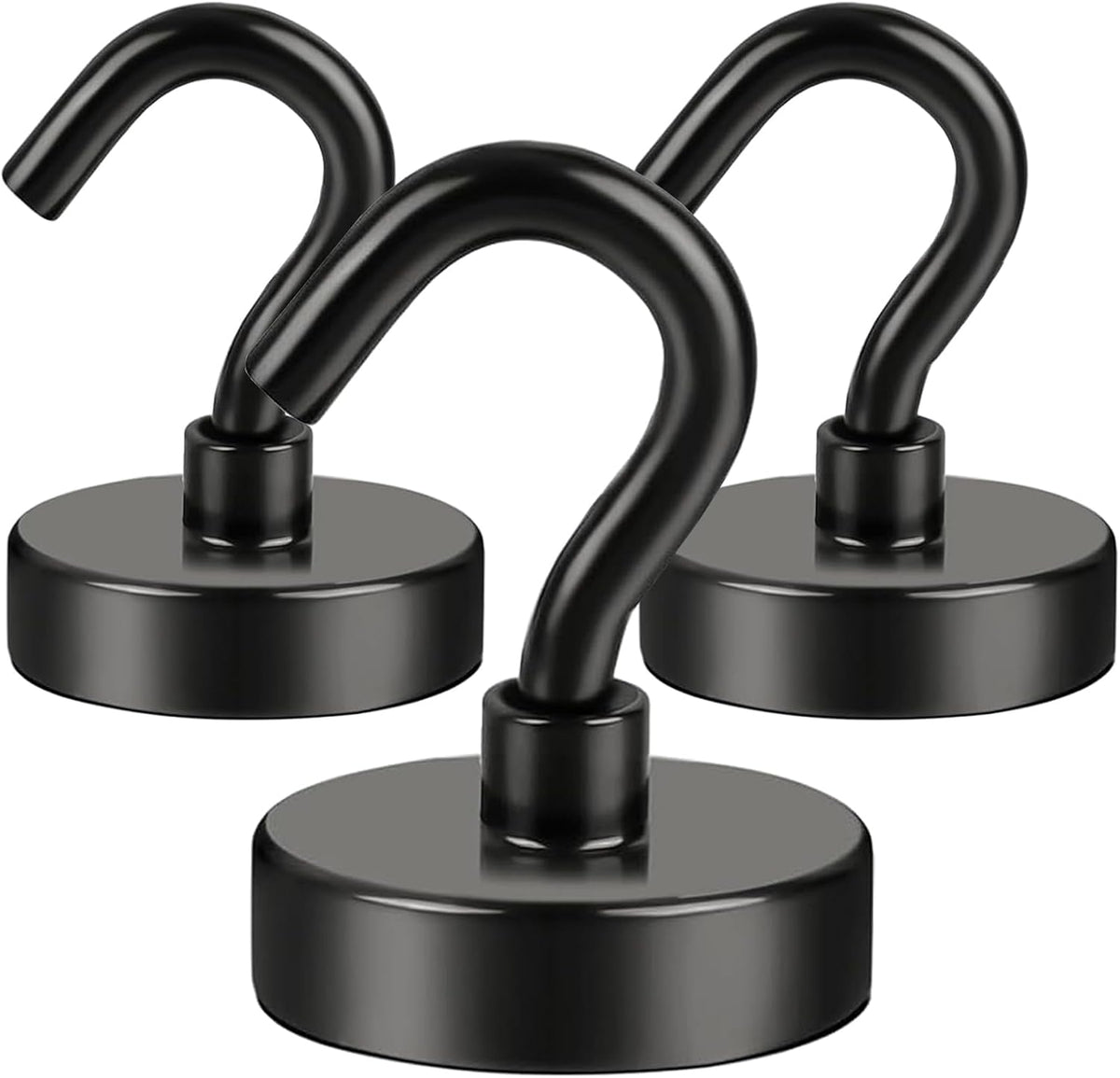 DIYMAG Hooks for Hanging String Lights, Black Magnetic Hooks 30lbs+ Magnet Hook 2025 Cruise Cabin Ship Essentials Heavy Duty Strong Magnets Refrigerator Fridge Classroom Kitchen Grills Home 3PCS
