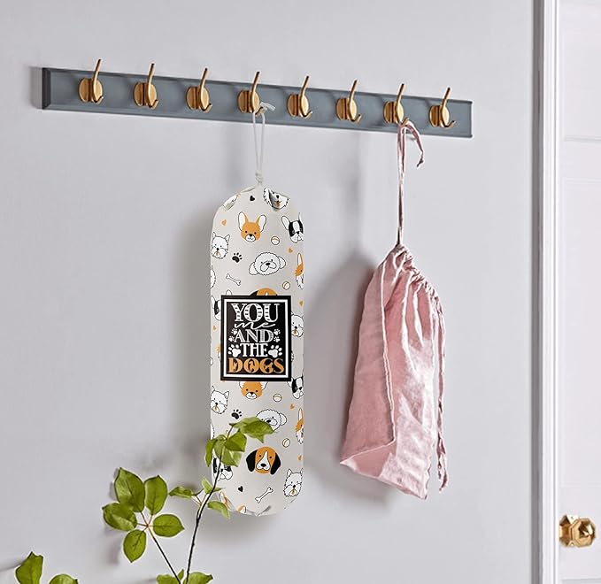 Funny You Me & The Dogs, Grocery Bags Holder Organizer For Shopping Bags, Wall Mount Plastic Bags Storage Container Dispensers, Gift For The Preferred Family And Friends