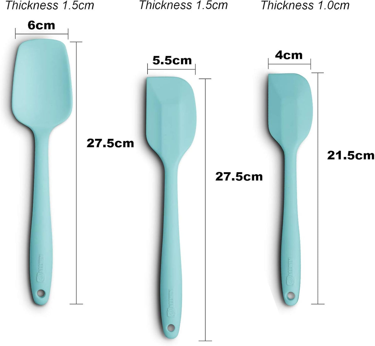Silicone Spatula 3-piece Set, Ergonomic Handle High Heat-Resistant Spatulas, Non-stick Rubber Spatulas with Stainless Steel Core, Aqua Sky