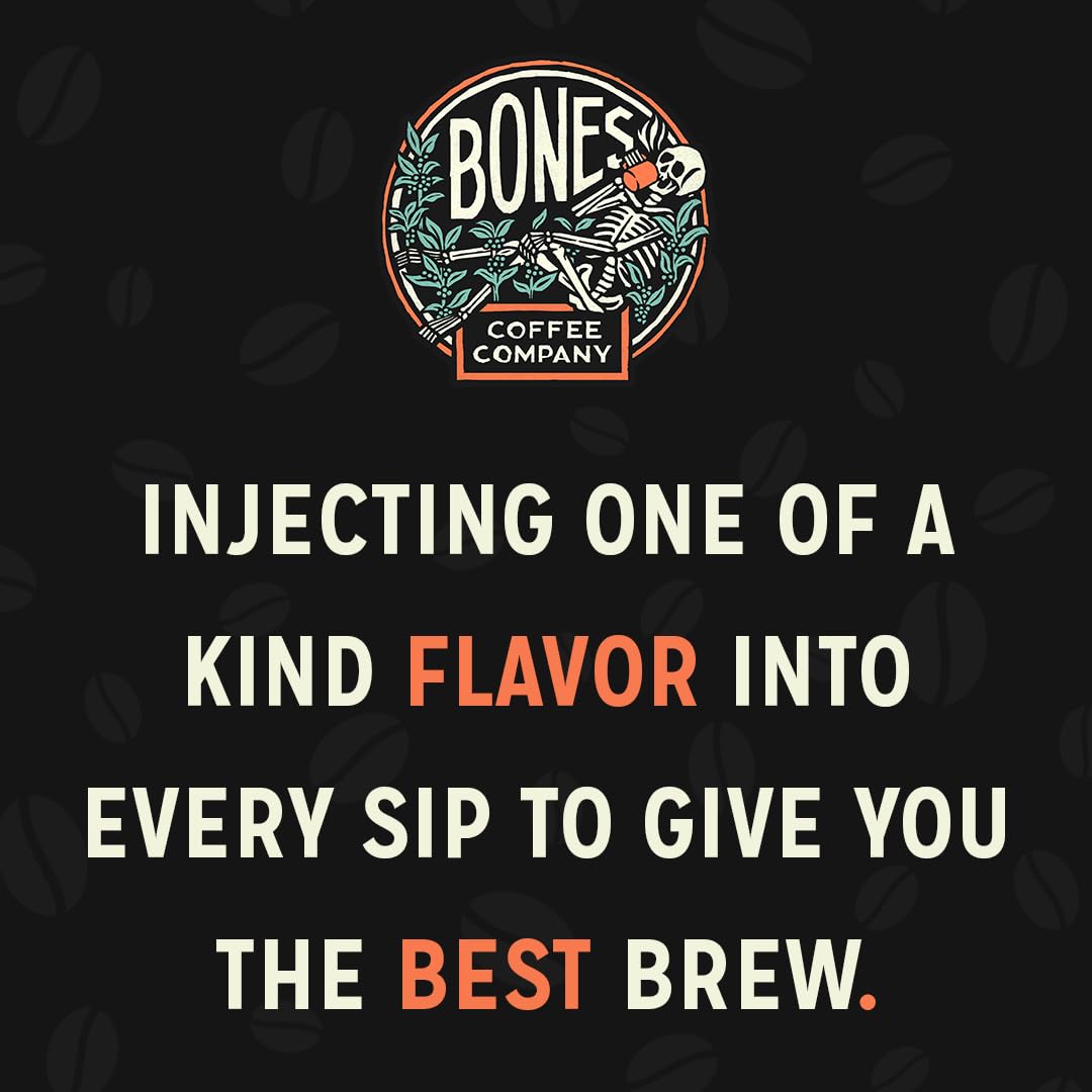 Bones Coffee Company S'morey Time, S'mores and Graham Crackers Flavored Coffee, Medium Roast Low Acid Arabica Beans Compatible with Auto drip and French Press Coffee Maker, 12 Oz Whole Bean