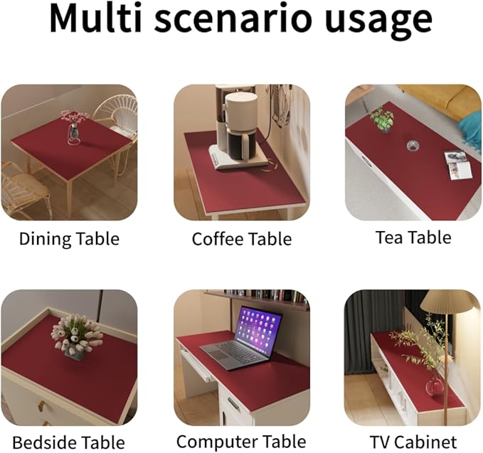 Table Pad Protector for Dining Room Table - Can Be Used On Both Sides Waterproof and Easy to Clean Good Flatness Used for Dining Table(Black+Wine Red 54x72)