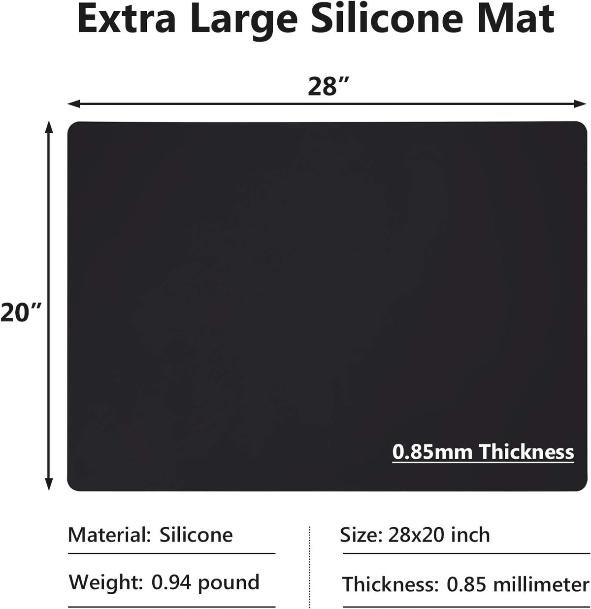 Gartful Extra Large Silicone Mats for Countertop, 28" by 20" Multipurpose Mat, Counter Table Protector, Desk Saver Pad, Placemat Nonstick Nonskid Heat-Resistant Pad, Black