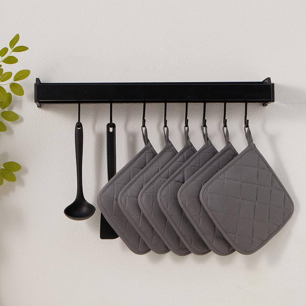 Kitchen Pot Holders Set Heat Resistant Pure Cotton Potholders Kit Trivets Large Coasters Hot Pads Terry Pot Holders for Everyday Cooking and Baking by 7 x 7 Inch Set of 6 Grey