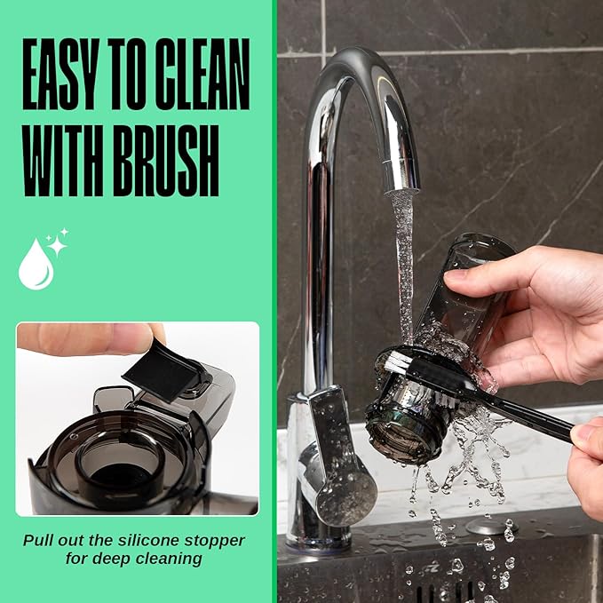 Ventray Ginnie Mini Cold Press Juicer, Small Slow Masticating Juicer for Vegetables Fruits, High Juice Yield, Easy to Clean, Space-Saving, Fit for Personal/Travel/Picnic/Office - Green