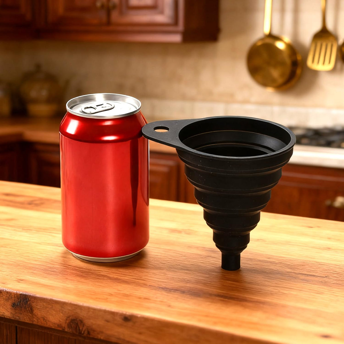 Funnels for Kitchen Use, Food Grade Silicone Collapsible Kitchen Funnel (Black)