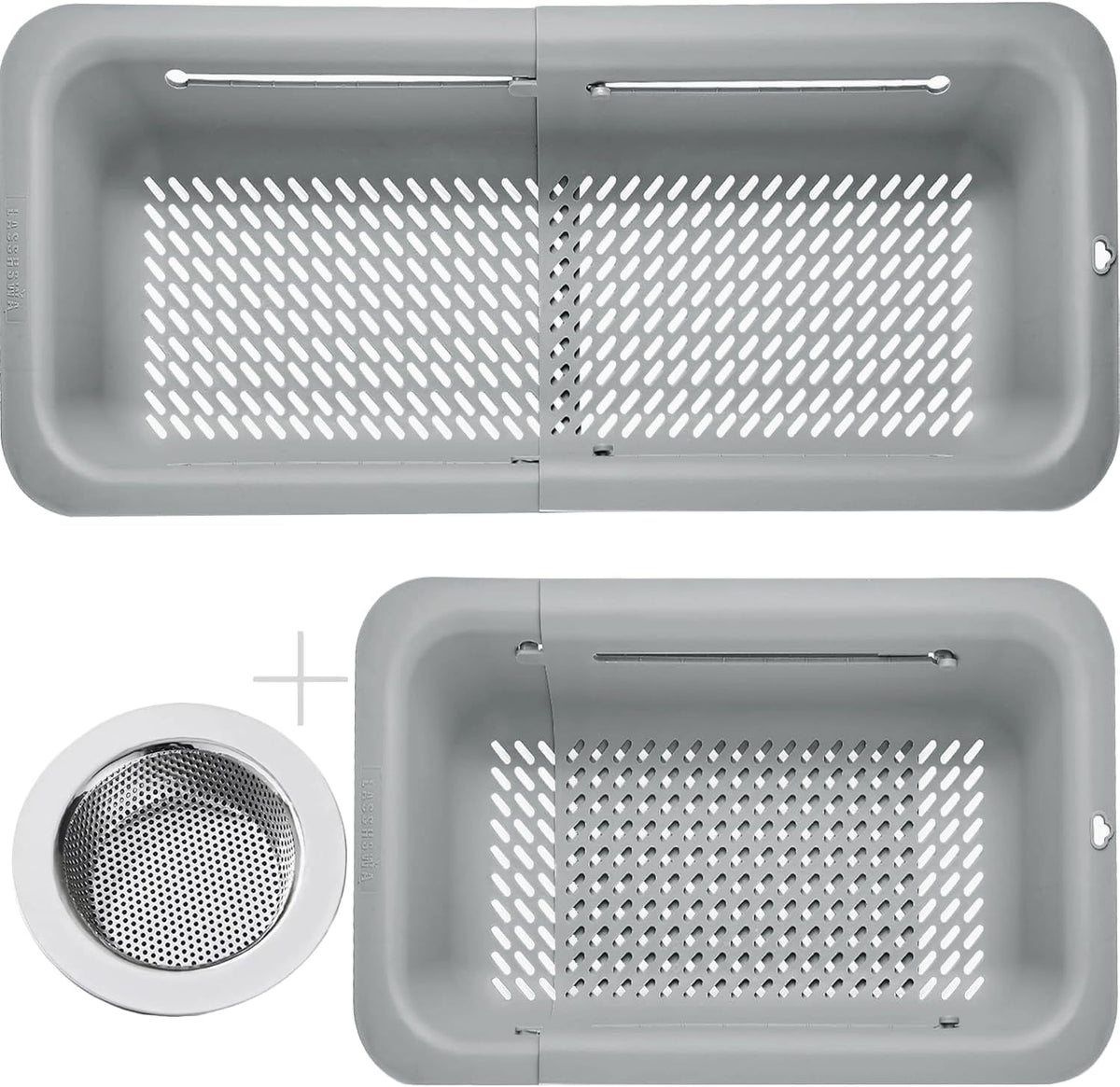 LASSHSWA Collapsible Colander and Strainer for Kitchen, Over the Sink Strainer Basket for Kitchen, Fruit Pasta Food Strainer Expandable Plastic Colander with A Sink Drain Strainer Stainless Steel