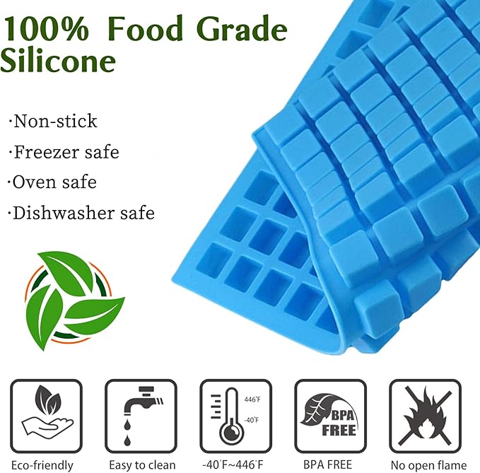 JOERSH Square Candy Molds Silicone Molds for Hard Candy, Gummy, Caramels, Chocolate, Ganache, Ice Cubes, 252 Cavity