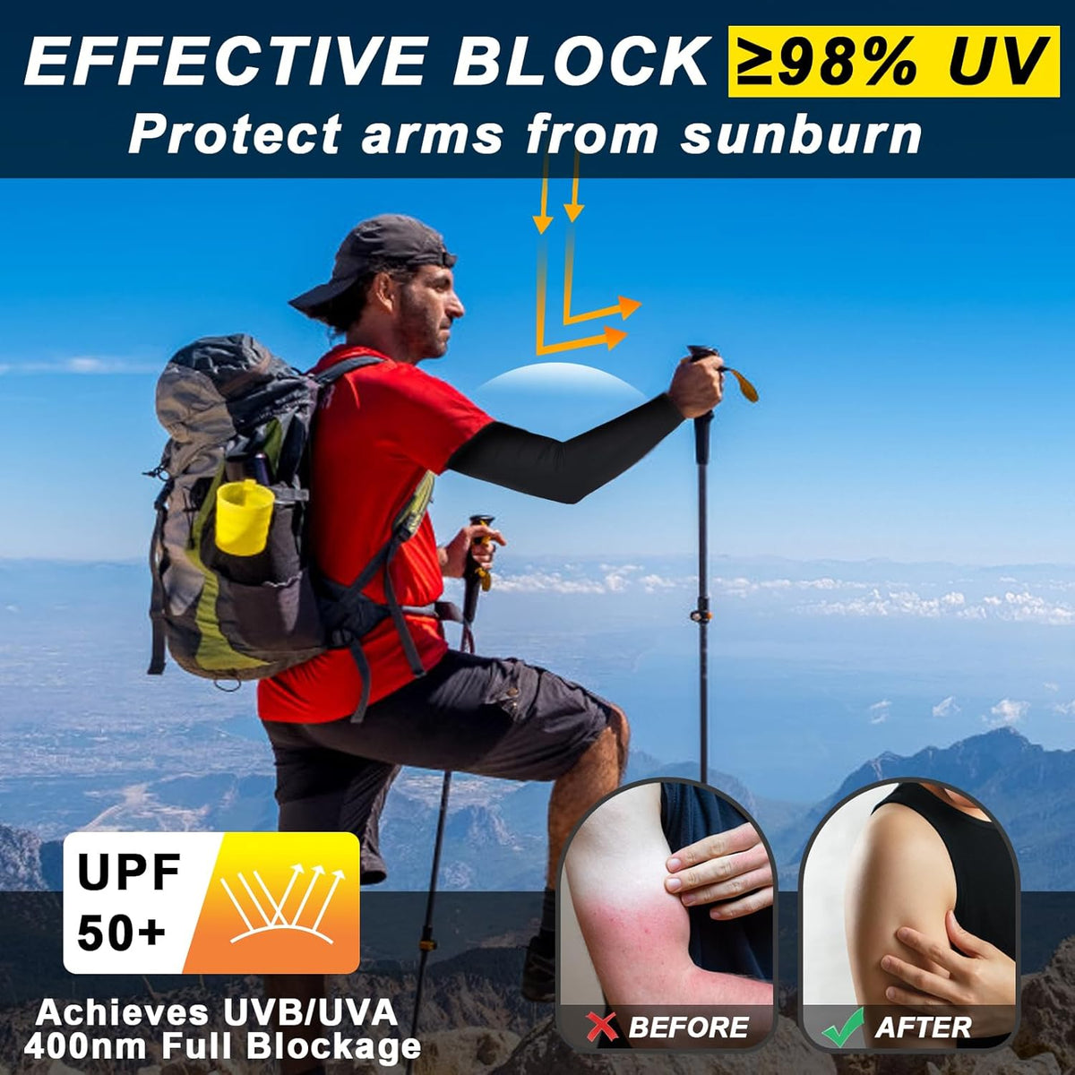 UV Sun Protection Arm Sleeves for Men Women, Cooling Sun Sleeves to Cover Arms Sports Compression Covers for Golf