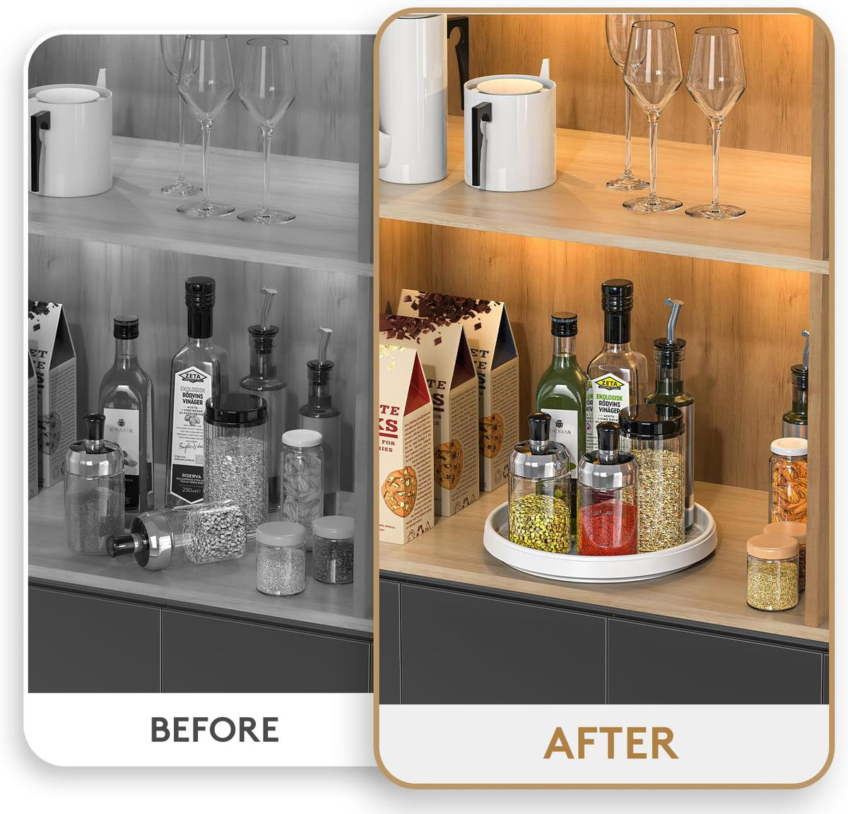 Lazy Susan Organizers for Kitchen Storage - Turntables for Cabinet, Pantry Organization Countertop,Vanity and Table,10 Inch Rotating Tray Spice Rack, Bathroom Fridge and Makeup Organizing,Non Skid