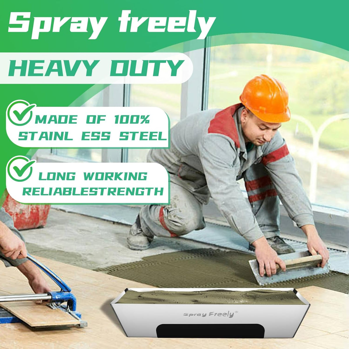 Drywall Mud Pan, Stainless Steel Mud Pan, Sheared Edges for Easy Knife Cleaning, Perfect Size for Larger Drywall Knife, Suitable For Mortar, Mixing Cement, Putty And Paint (14 Inch 2 Pack)