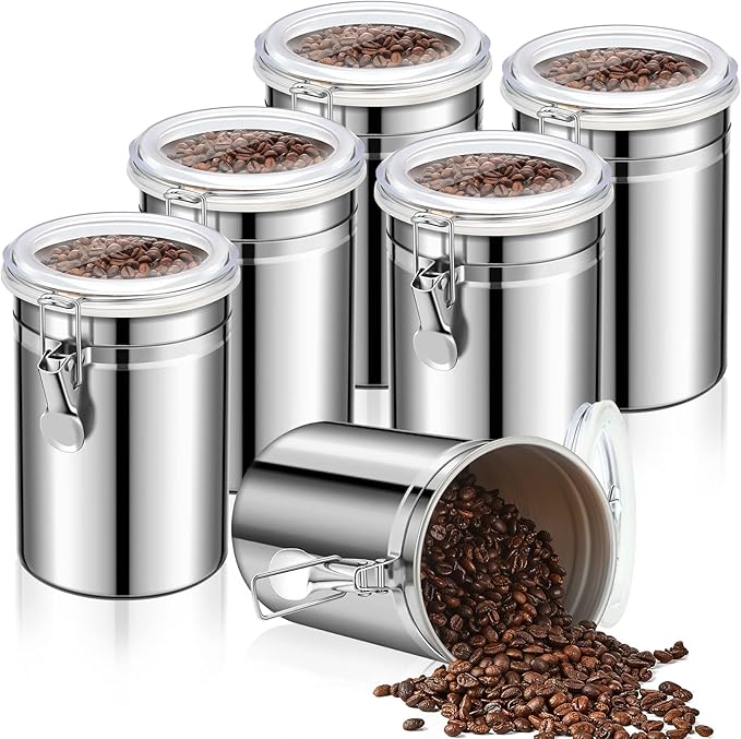 Lallisa 1 Pcs Stainless Steel Canisters 62 oz Stainless Steel Containers with Lids Food Storage Container with Airtight Clamp Lid Coffee Containers for Tea Sugar Coffee Flour Kitchen Counters