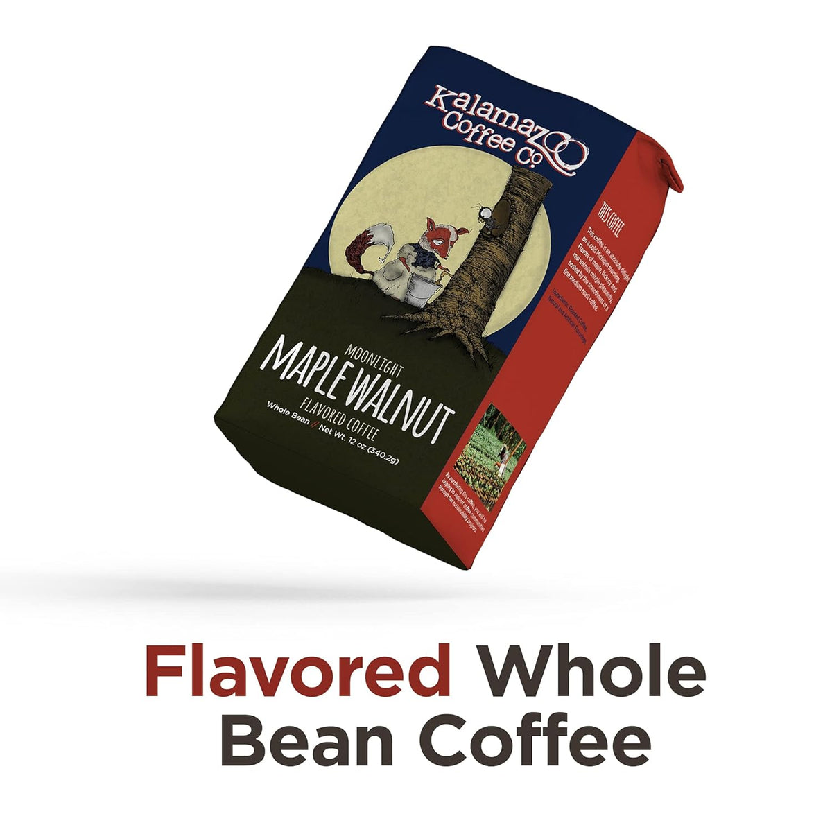 KALAMAZOO COFFEE COMPANY Maple Walnut Whole Bean Coffee - Moonlight Maple Walnut Flavored Coffee | 12oz Bag (3 Pack)