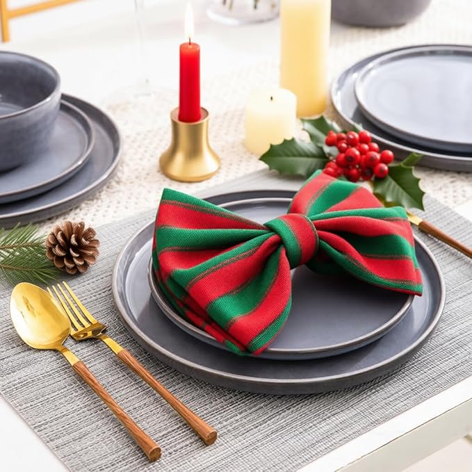 AmorArc Stoneware Dinnerware Sets,Round Reactive Glaze Ceramic Plates and Bowls Set,Highly Chip and Crack Resistant | Dishwasher & Microwave Safe Dishes,Service for 4 (12pc)