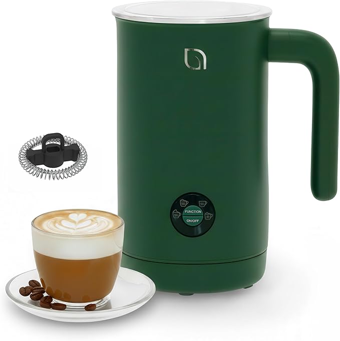 WILLOW Eco Series Milk Frother, 4 in 1 Milk Steamer, One Button Operation Hot and Cold Foam Maker 8.12oz/240ml Milk Warmer for Coffee & Latte, Made from 99% Recycled Plastics, Non-Toxic - GREEN
