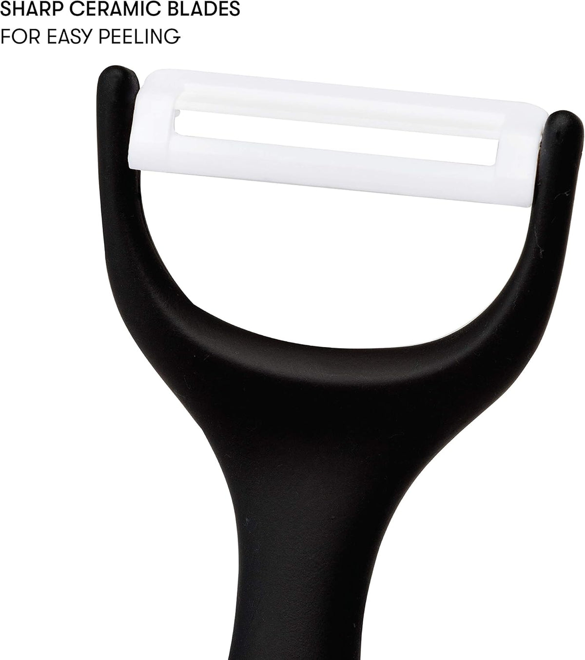 Cooking Light Ceramic Peeler Set with Ultra Sharp and Durable Blades, Ergonomic Handles Black and Red Kitchen Tools, 2 Piece, Black/Red