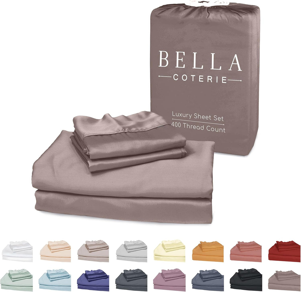 Bella Coterie Luxury Bamboo Viscose King Size Sheet Set | 100% Organically Grown | Ultra Soft | Cooling for Hot Sleepers | 18" Deep Pocket [Mocha]