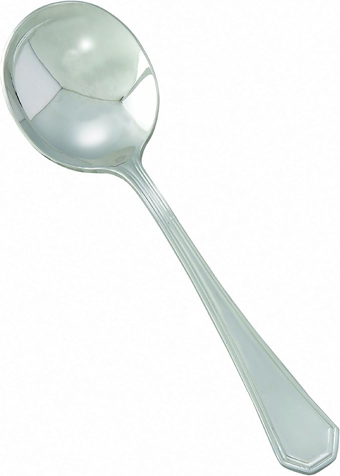 Winco 12-Piece Victoria Bouillon Spoon Set, 18-8 Stainless Steel