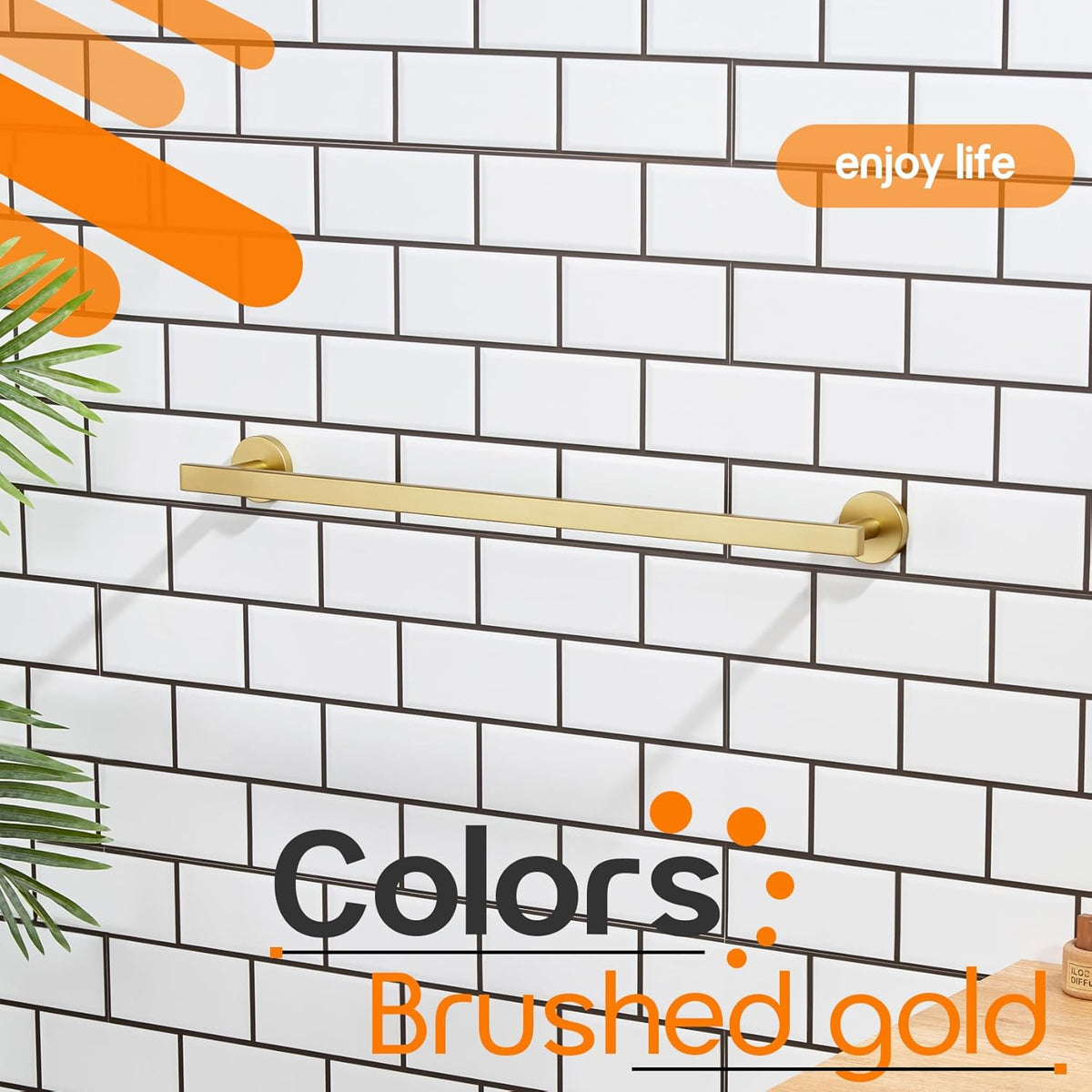24 Inch Bathroom Towel Bar Bath Towel Rack Kitchen Towel Holder Towel Rails Wall Mounted SUS304 Stainless Steel Brushed Gold AN4001GD-L24