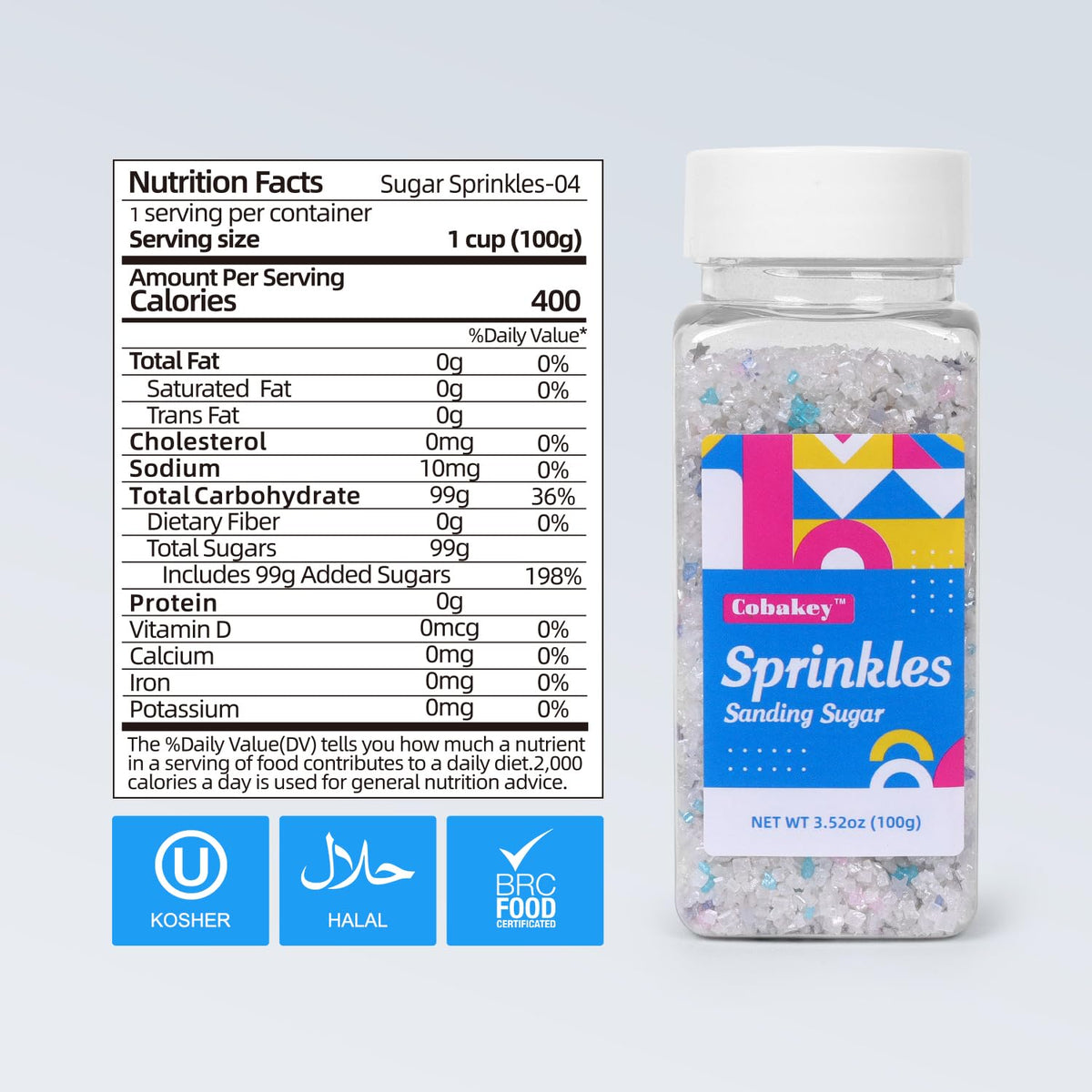 White Sanding Sugar Edible Silver Glitter Stars Mix, Edible Sugar Sprinkles for Cake Decorating, Sparkling Edible Sanding Sugar for Cupcake Toppers Cookie Decorations For Wedding Party Celebrations 3.5oz (mermaid)