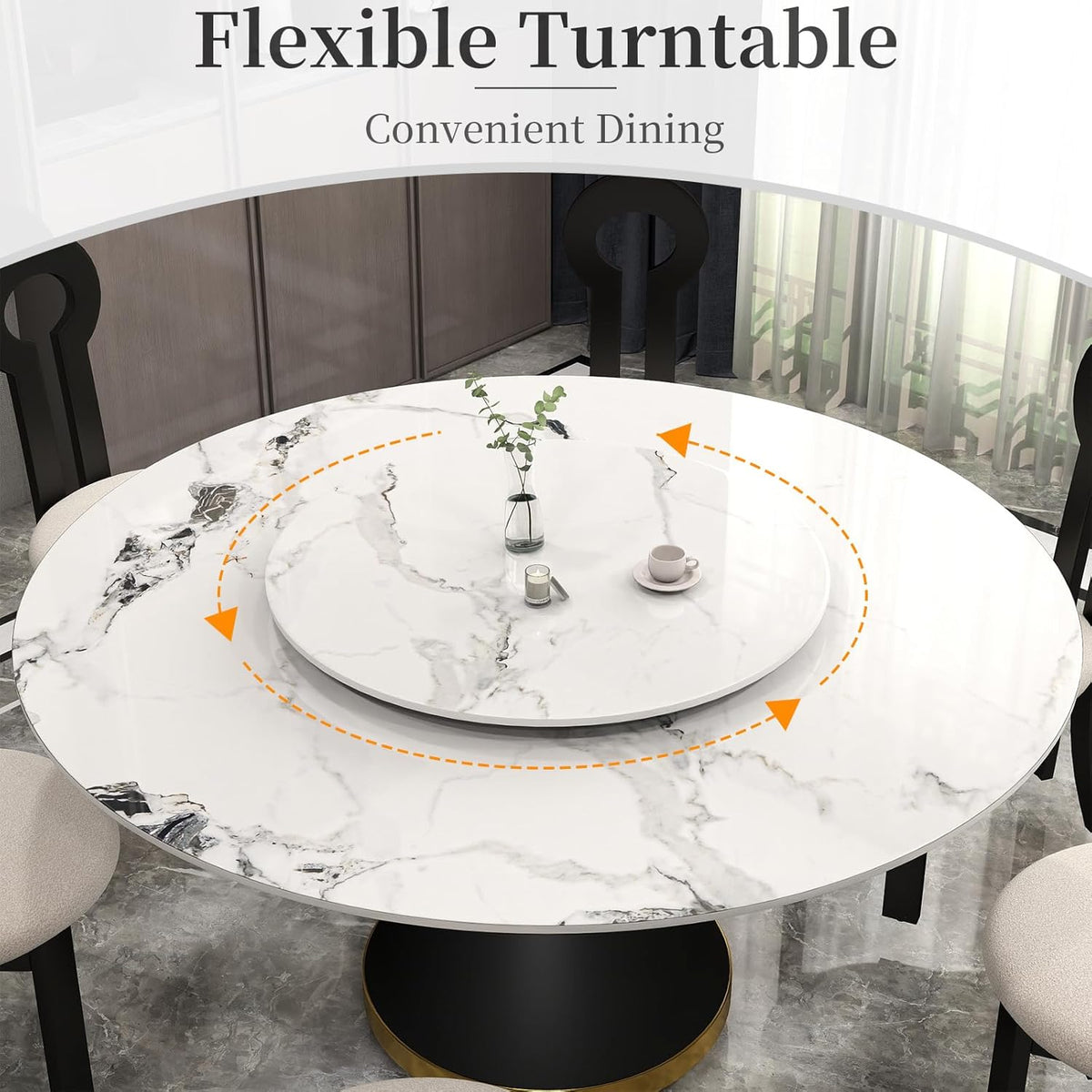 31.5" Lazy Susan for Table Top Sintered Stone Rotating Serving Tray for Dining Table, Kitchen Lazy Susan Organizer Spinning Rotating Food Server Party Centerpieces