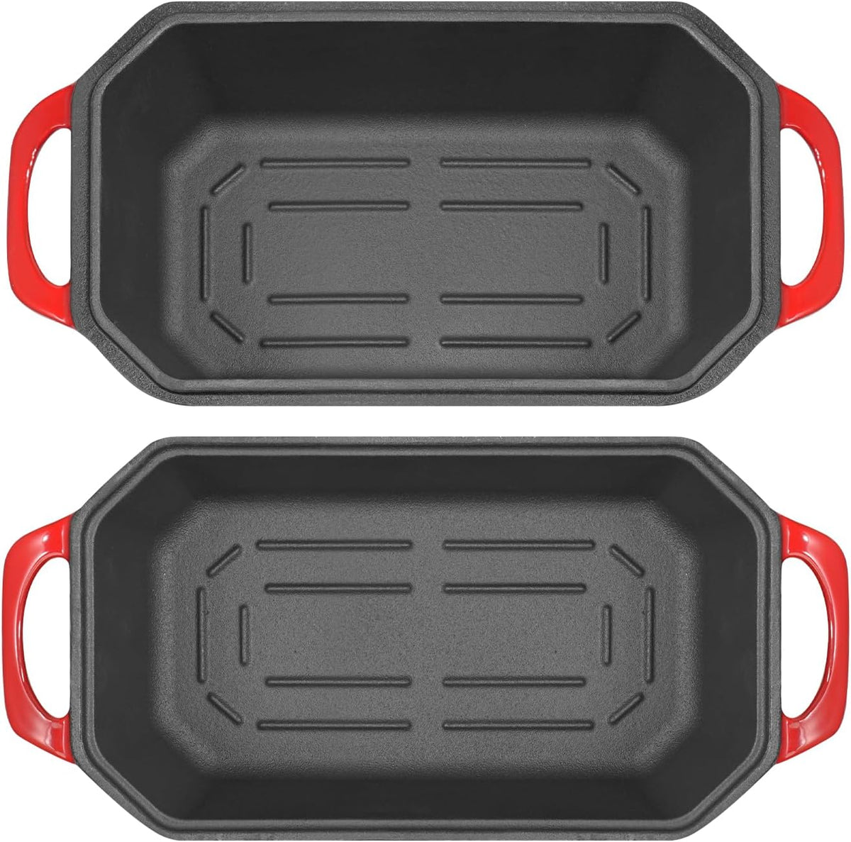 Bread Pan Cast Iron Loaf Pan with Lid Bread Loaf Pan 9x5 Inch Loaf Pan Enameled Cast Iron Sourdough Loaf Pan, Red