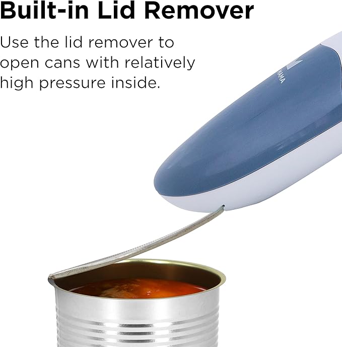 Kitchen Mama Auto 2.0 Electric Can Opener: Blade Opens Almost Any Can Pop or Soda Can - Automatic, Hands Free, Safe, Smooth Edge, Lid Remover, Battery Operated, Cordless, YES YOU CAN (Morandi Blue)
