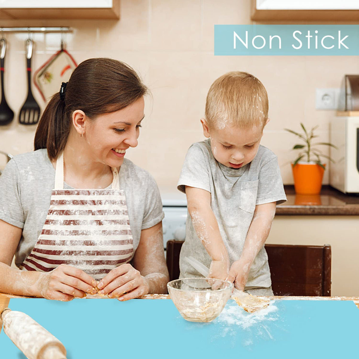 Extra Large Silicone Mats, Food Grade & Thick Silicone Pad Table Mat for Crafts, Kids Placemat, Silicone Heat Resistant Mat Kitchen Counter Mat for Baking Pastry, 23.6''x15.75'' Light Blue, 1Pack
