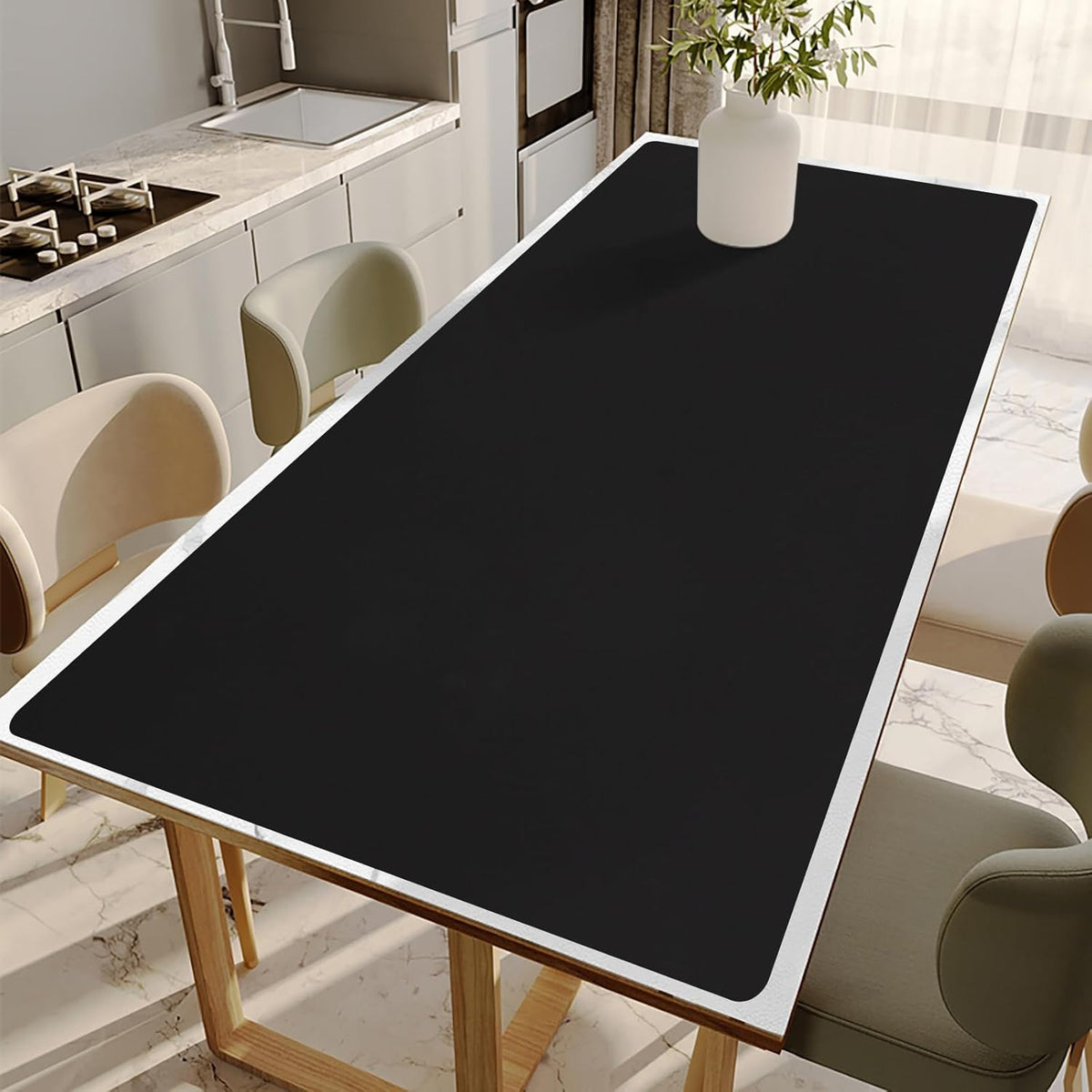 Extra Large Silicone Mats for Kitchen Counter, Dining Table Top Protector, Workbench Countertop Protector, Skin-Friendly Surface Heat Resistant Mat, Freely Cuttable(Black, 24" x 80" x 1.6mm)