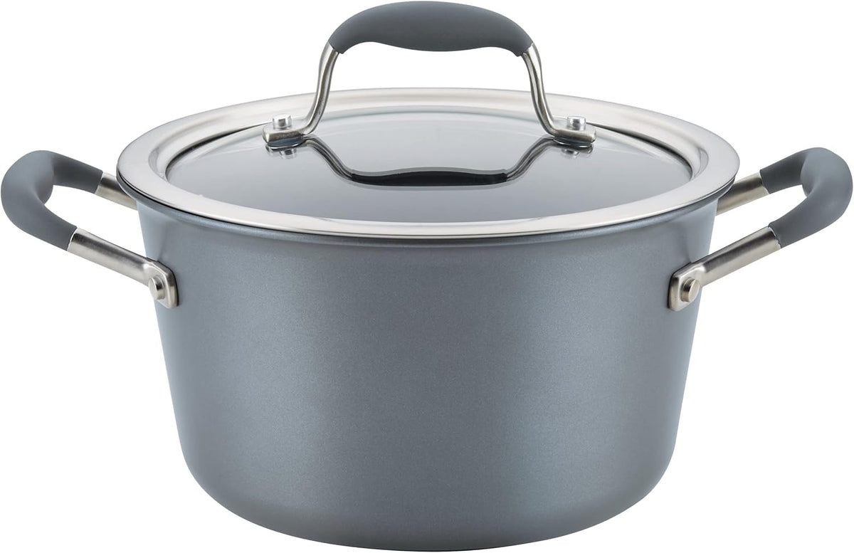 Anolon Advanced Home Hard-Anodized Nonstick Tapered Sauce Pan/Saucepot, 4.5-Quart (Moonstone)