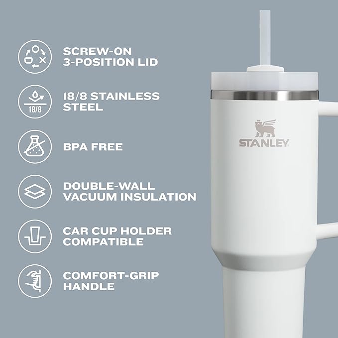 STANLEY Quencher H2.0 Tumbler with Handle and Straw 14 oz | Flowstate 3-Position Lid | Cup Holder Compatible for Travel | Insulated Stainless Steel Cup | BPA-Free | Lilac