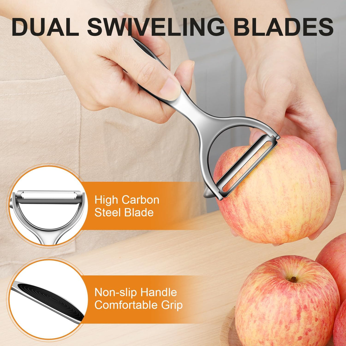 TACGEA Vegetable Peeler for Kitchen, Potato Peelers for Fruit Straight Blade, Durable Non-Slip Handle, Y shape