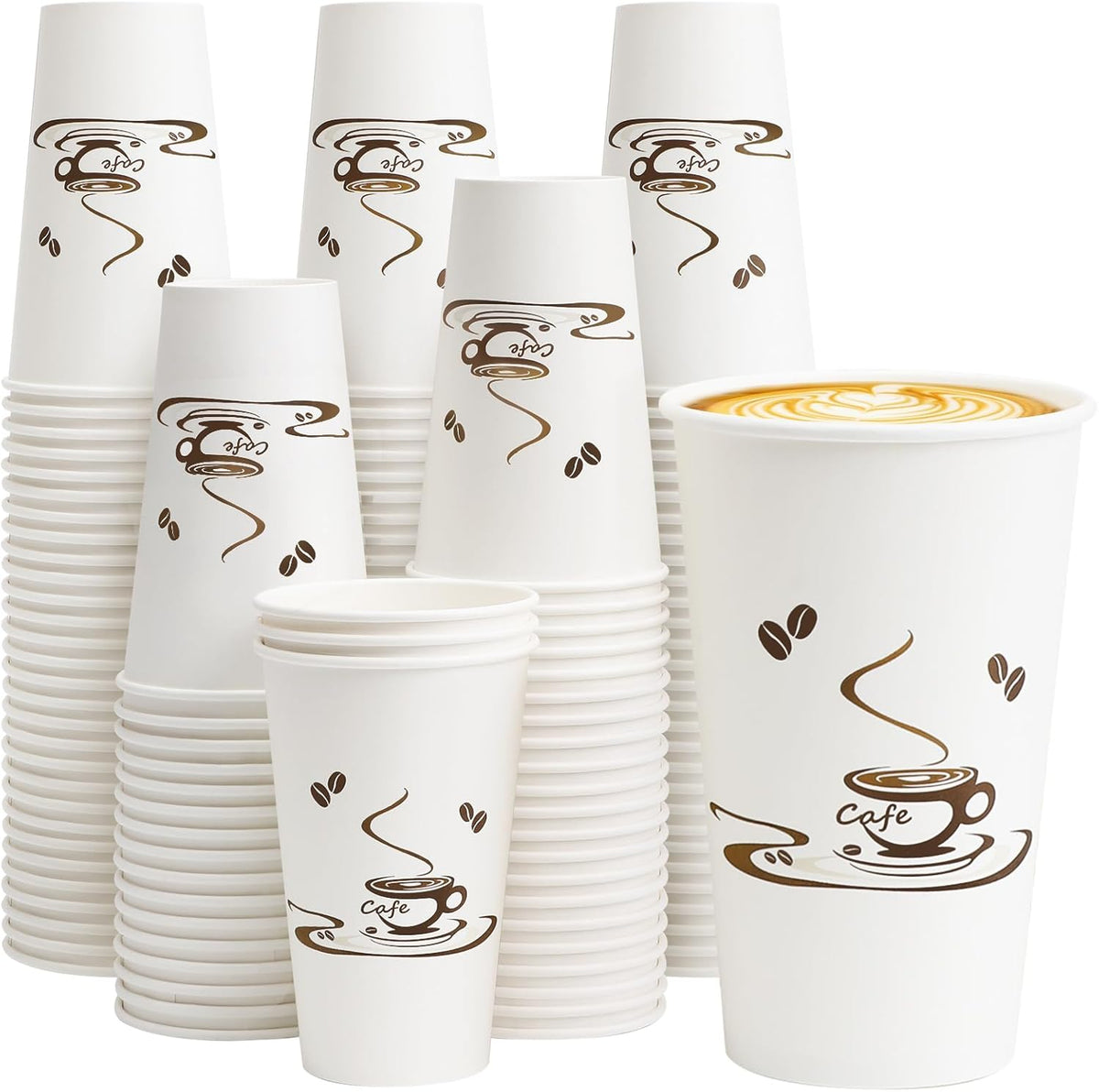 Lamosi 180 Pack 16 OZ Coffee Cups, Disposable Paper Cups for Hot/Cold Beverage, Leak-Free Paper Coffee Cups no Lids for Cafe, Restaurant, Office and Home