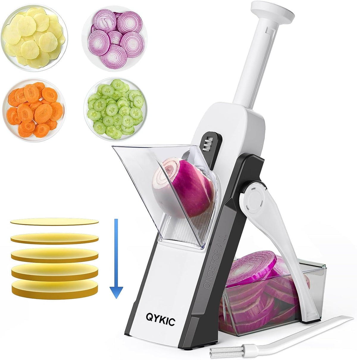 Safe Mandoline Slicer, Potato Clips Vegetable Food Cutter, Thickness Adjustable for Cucumber Onion Lemon with Vegetable Peeler (Only Slicer) Grey