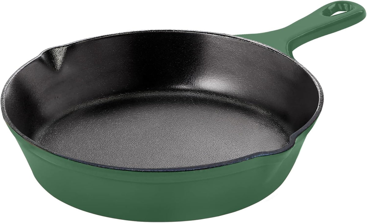 Utopia Kitchen Cast Iron Frying Pan 6.5 Inch, Cast Iron Chefs Pan, Pre Seasoned Skillet, Safe Grill Cookware for Indoor & Outdoor Use, Green