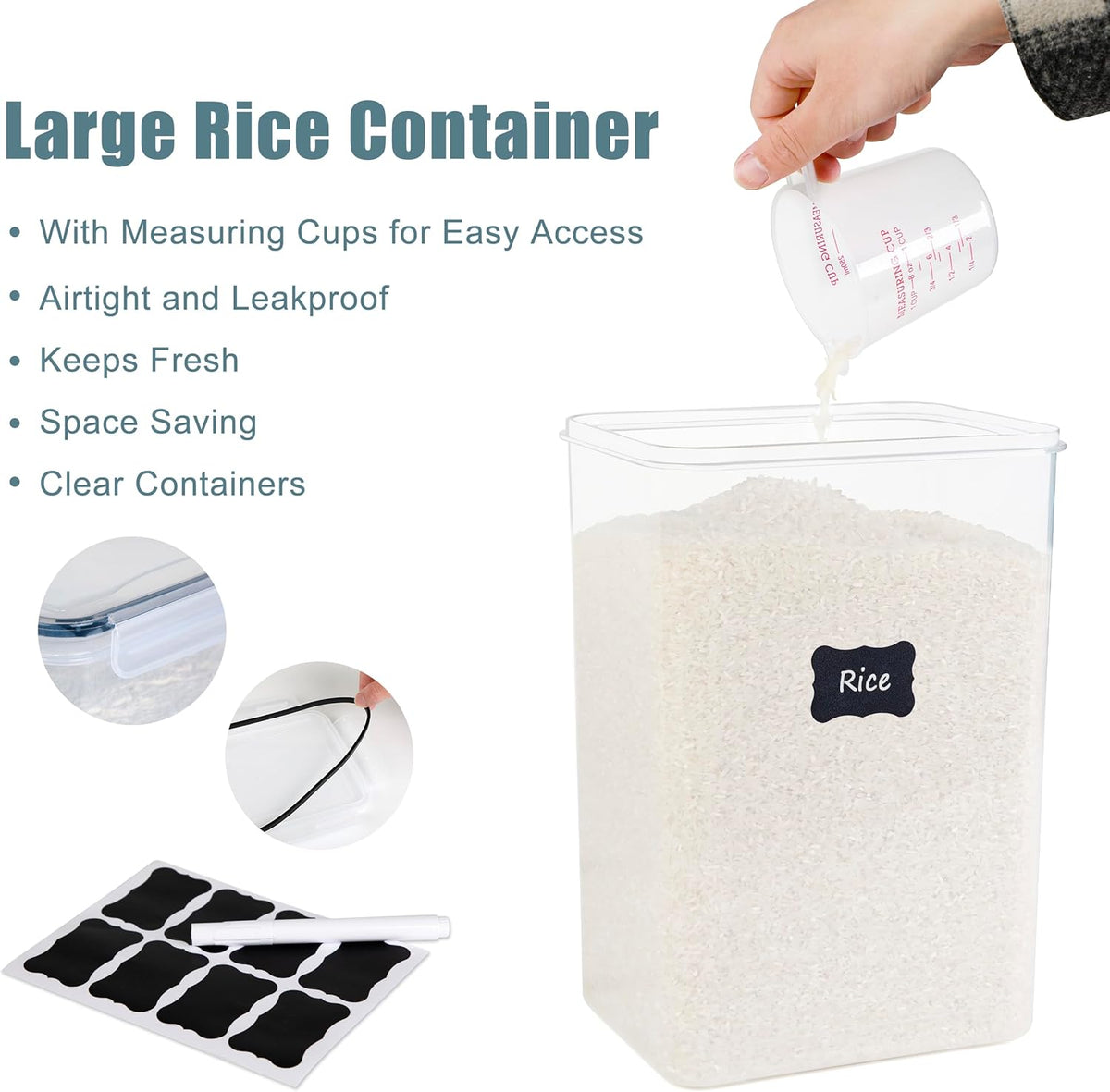 2 PC Flour Sugar Storage Containers (9.5L | 321 Oz) Extra Large Food Storage Containers with Lids - Airtight Leakproof BPA FREE Flour Container for Rice, Cereal, Sugar