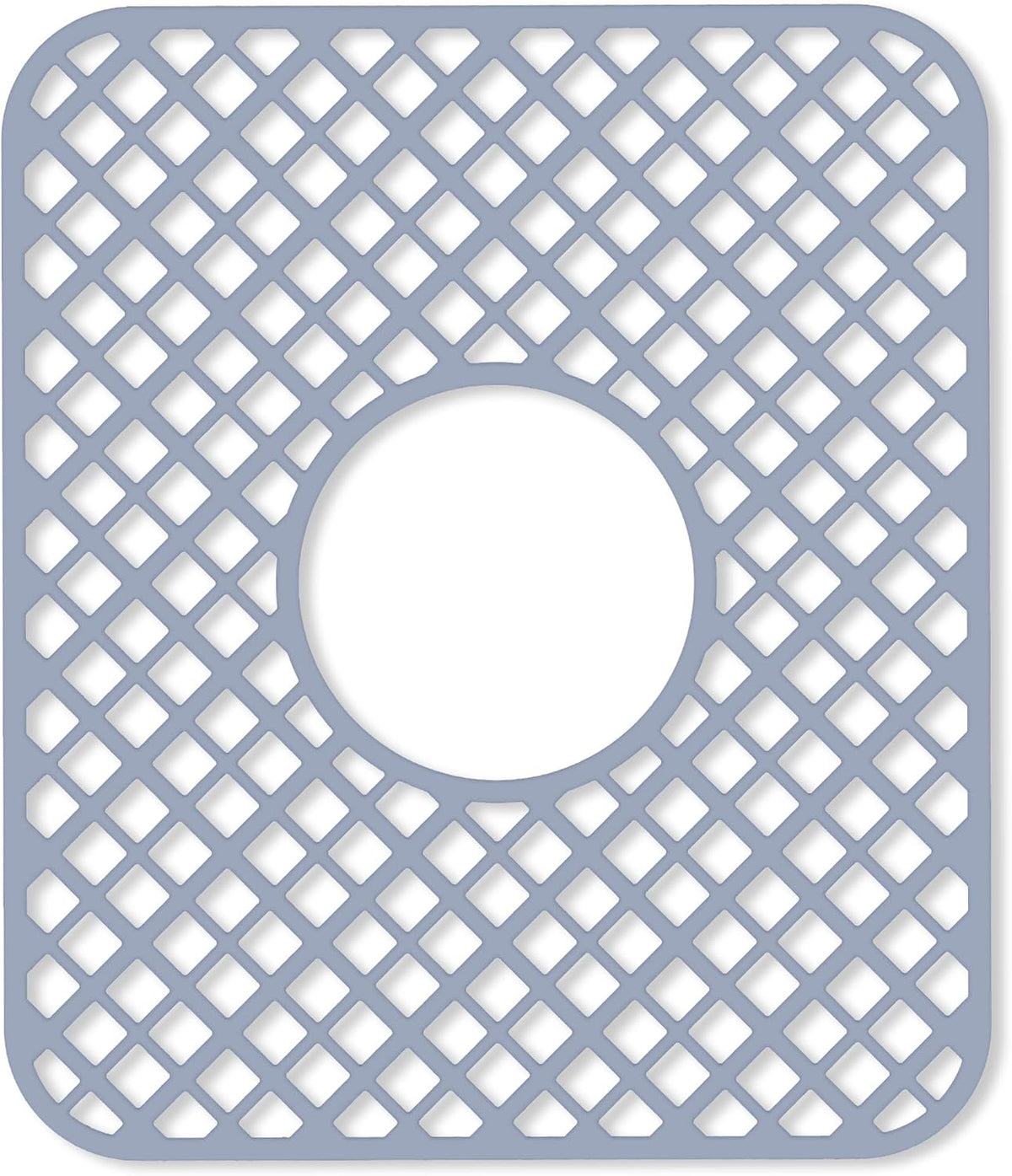 2 Pack Silicone Sink Protector for Kitchen Sink, Lozenge Pattern 13 x 11 inches Sink Grid Mat Silicone Protectors, Center Drain, Gray