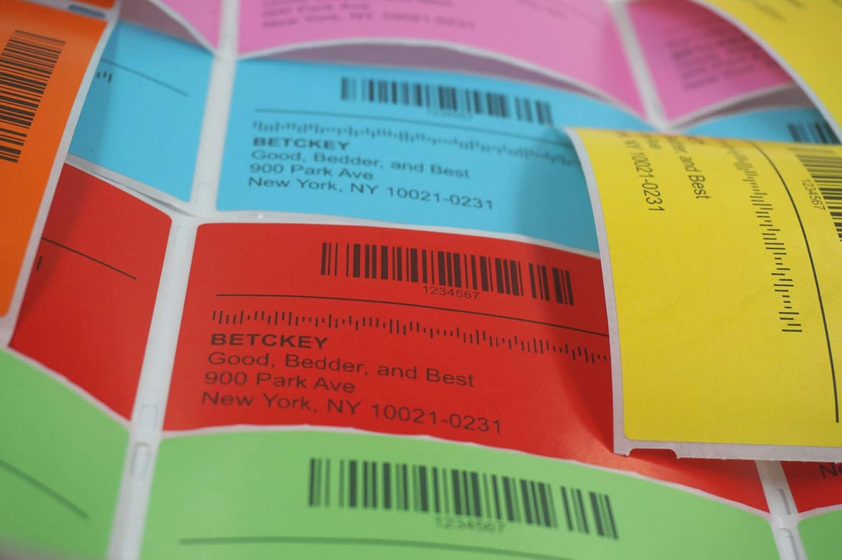 BETCKEY - 1.25" x 1" UPC Barcode & Address Labels Compatible with Zebra & Rollo Label Printer,Premium Adhesive & Perforated[Green, 6 Rolls, 8280 Labels]