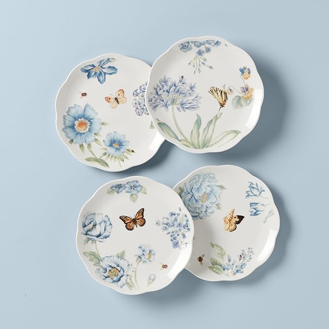 Lenox 833416 Butterfly Meadow Blue 4-Piece Dessert Plate Set