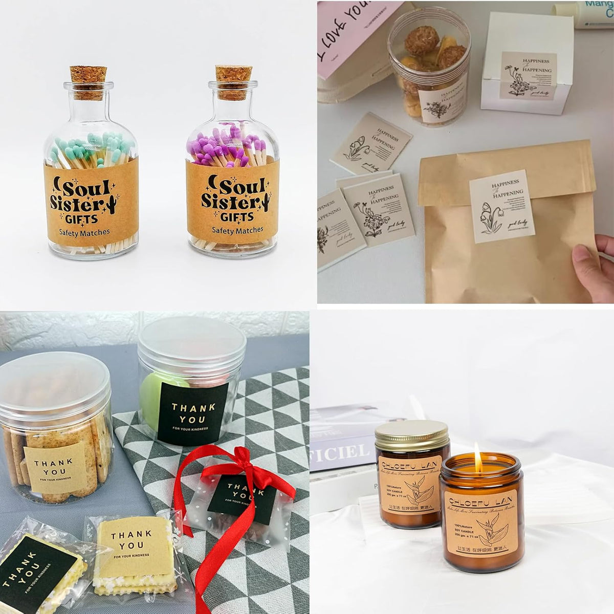 Custom Stickers Personalized Square Kraft Paper Sticker Customizable Floral Wreath Labels, Stickers for Mason Jars, Wedding Favors, Gift Tags, Party Packaging (Style 3)