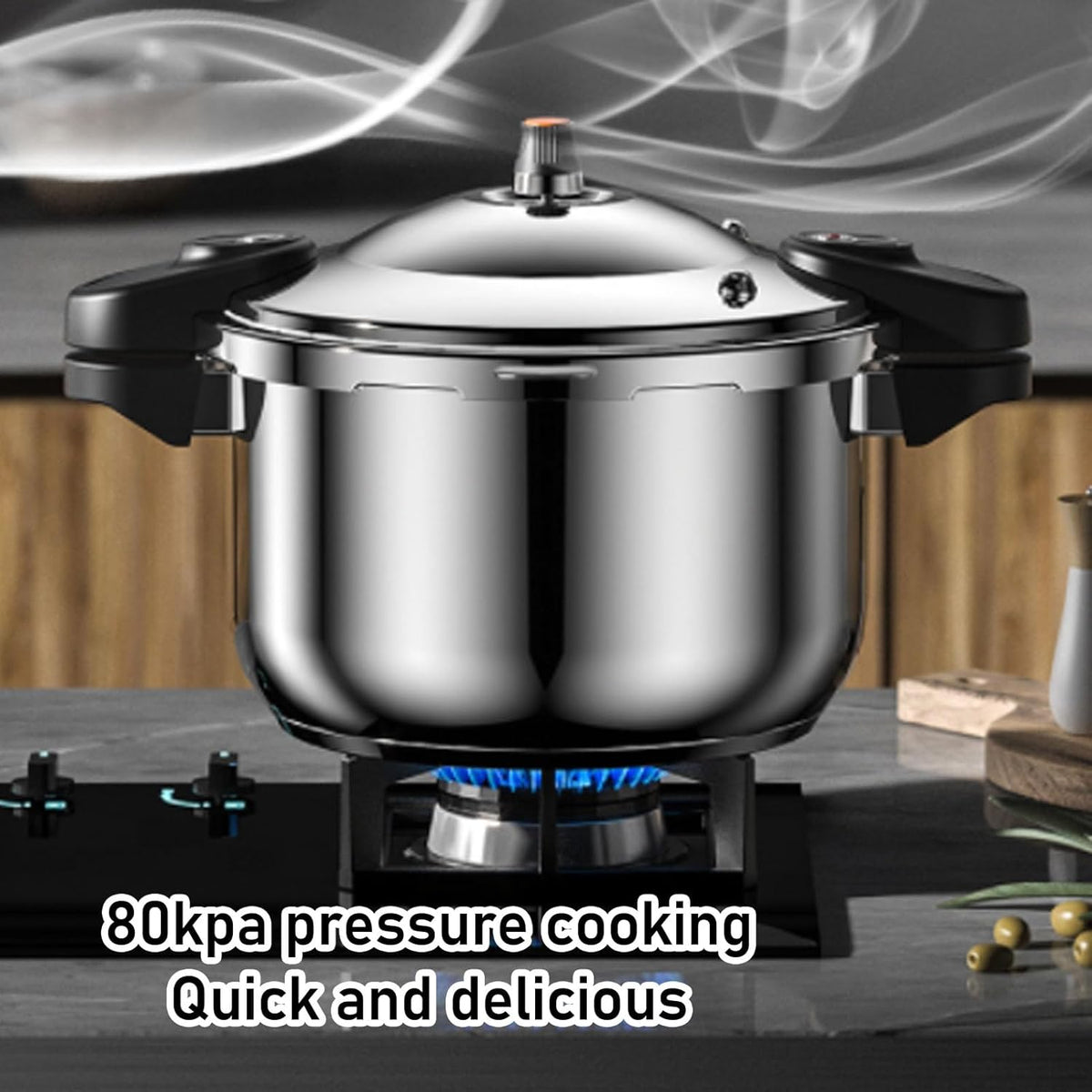 Luqeeg Stainless Steel Pressure Cooker, 80kpa Dual Handle Pressure Canner Large Capacity Pressure Cooking Pot Kitchen Pressure Pan for Gas Stove Electric Stove Induction