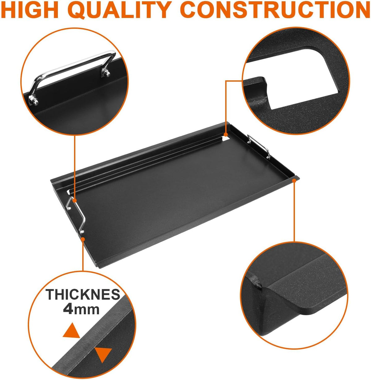 Full-Size Griddle Inserts for Weber Summit 600 Series Grills, Flat Top Griddle for Summit E-640/650/660/670 S-640/650/660/670 Gas Grills with a Smoker Box, Replacement Parts for Weber 67552