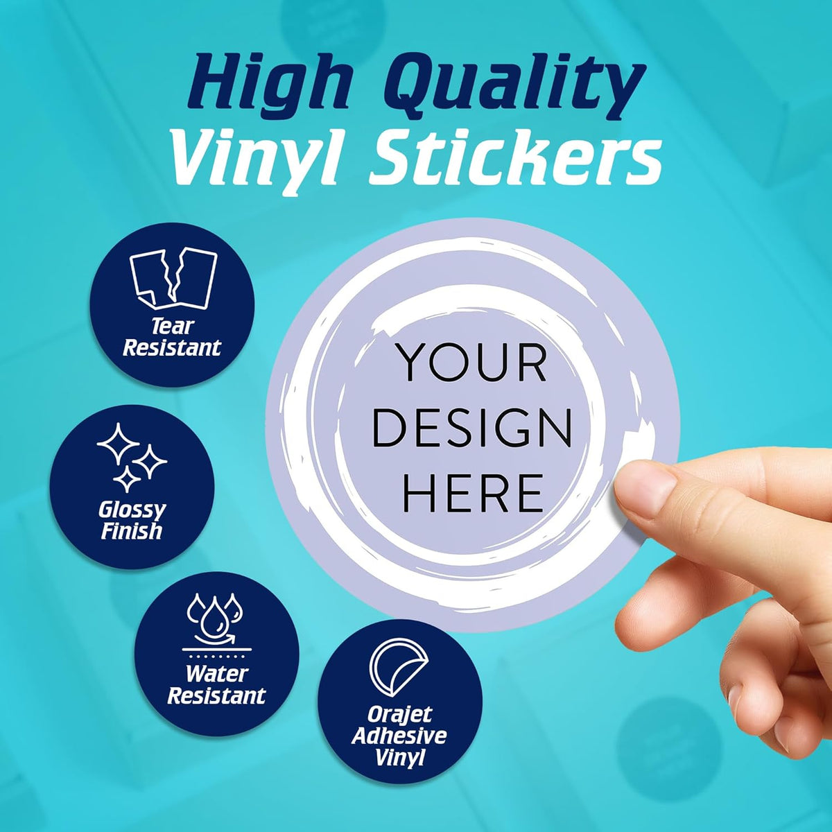 100 Custom Vinyl Stickers - Upload Your own Image, Text, Design, Logo - Personalized Logo Labels for Handmade, Packaging, Bottle, Jars, Candle, Brand Stickers (Lavender Swirls, 4x4)