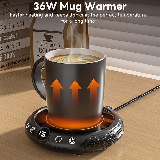 Coffee Mug Warmer with Mug Set - Cup Warmer for Desk Auto Shut Off, Smart Electric Beverage Heater for Coffee, Tea, Water, Milk and Coco, 8 Temperature Settings & 1-12H Timer, Gifts for Coffee Lovers
