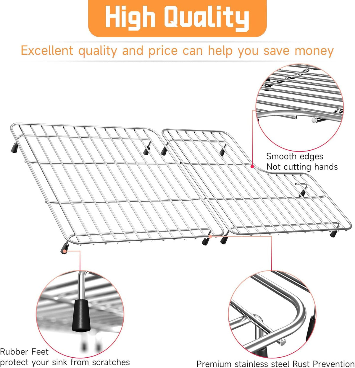 29.12''x14.7'' 6489 Sink Rack K-6639-ST Whitehaven Bottom Basin Racks For Kohler K-6488 Bottom Basin Racks Includes Right&Left with Stainless Steel 6488 Farmhouse Sink Protectors compatible