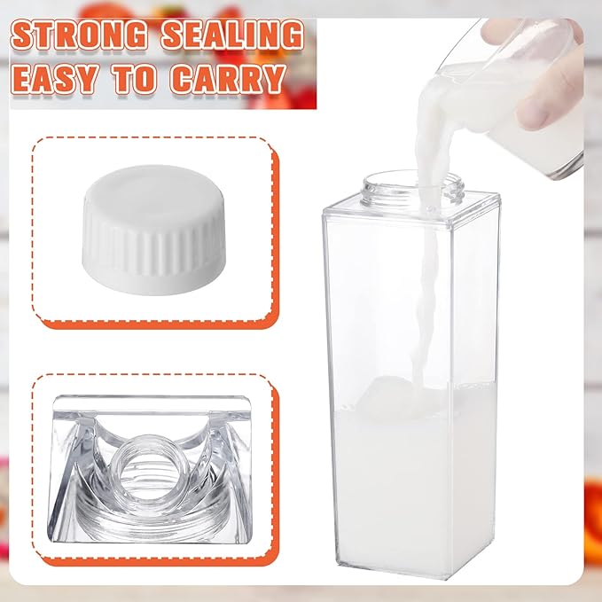 CHENGU Clear Milk Carton Water Bottle 1000 ml/ 34 Oz Portable Container Reusable Cute Plastic Milk Bottles for Juice Tea Jug Travel Camping Climbing Sports Outdoor Activities Drinking(6 Pieces)
