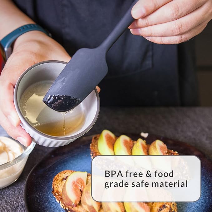 Elihome Chef Series 3 Piece Silicone Spatula Set - 600°F Heat Resistant Non Stick Rubber Kitchen Scraper Spatulas for Cooking, Baking, and Mixing – BPA Free and LFGB Certified Silicone (Grey)